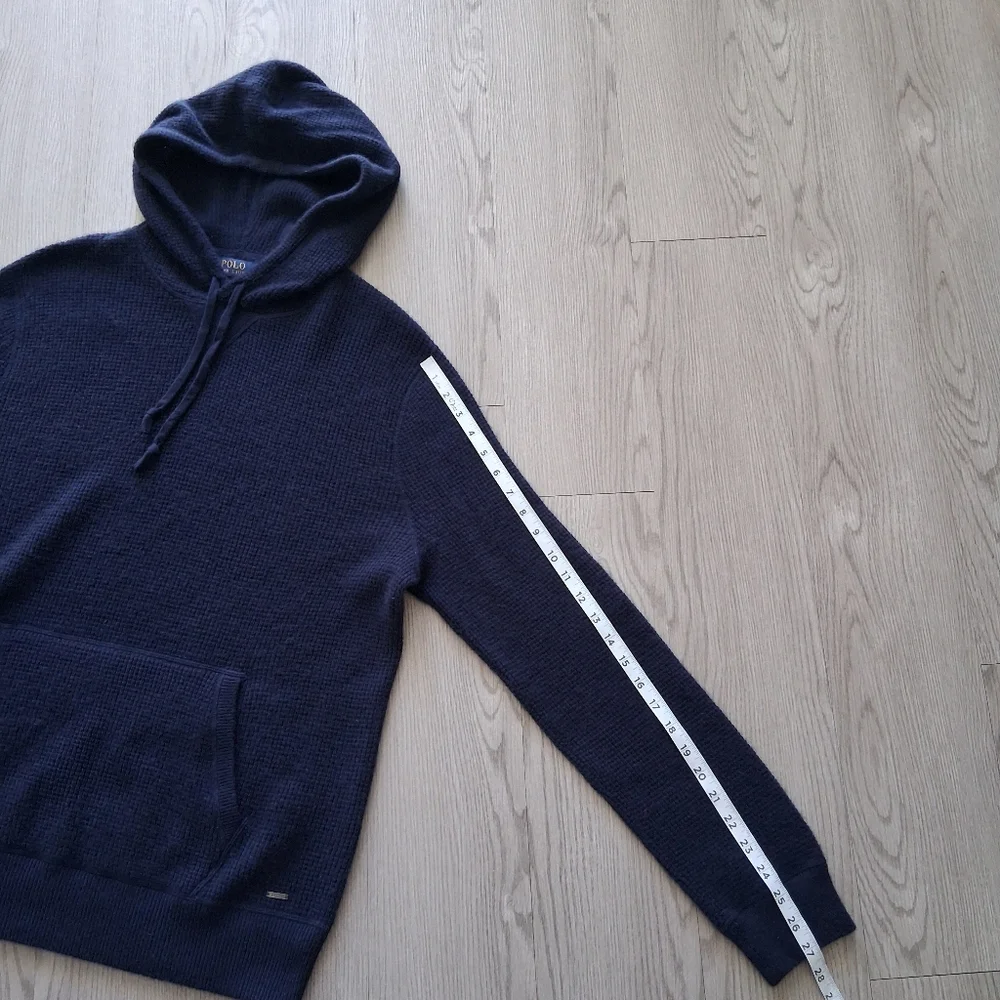 Polo Ralph Lauren Washable Cashmere Hooded Sweater In Waffle Knit Navy XL